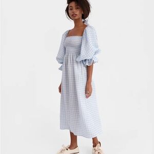 Atlanta Linen Dress in Blue Vichy